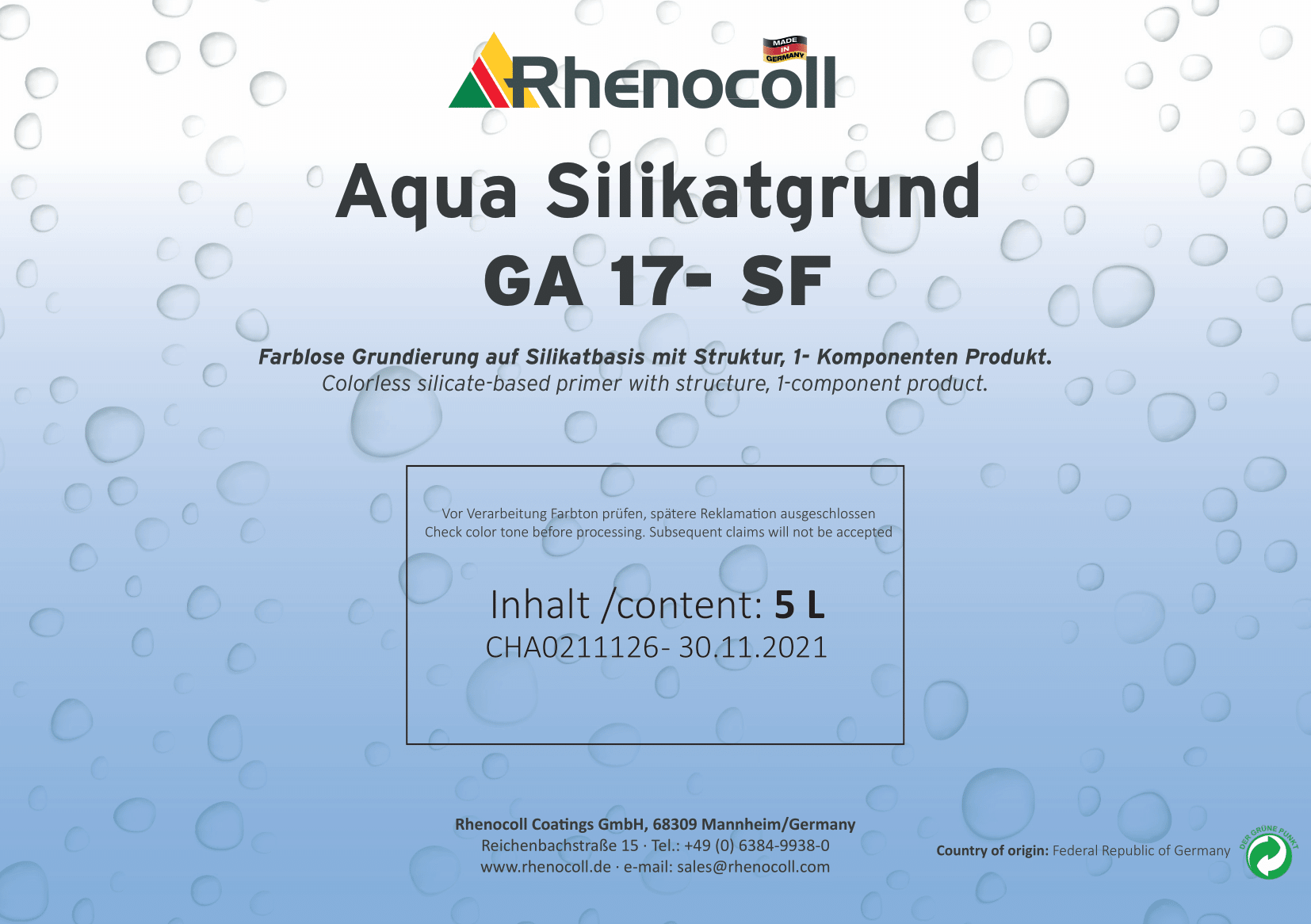 Aqua Silikatgrund GA 17- SF